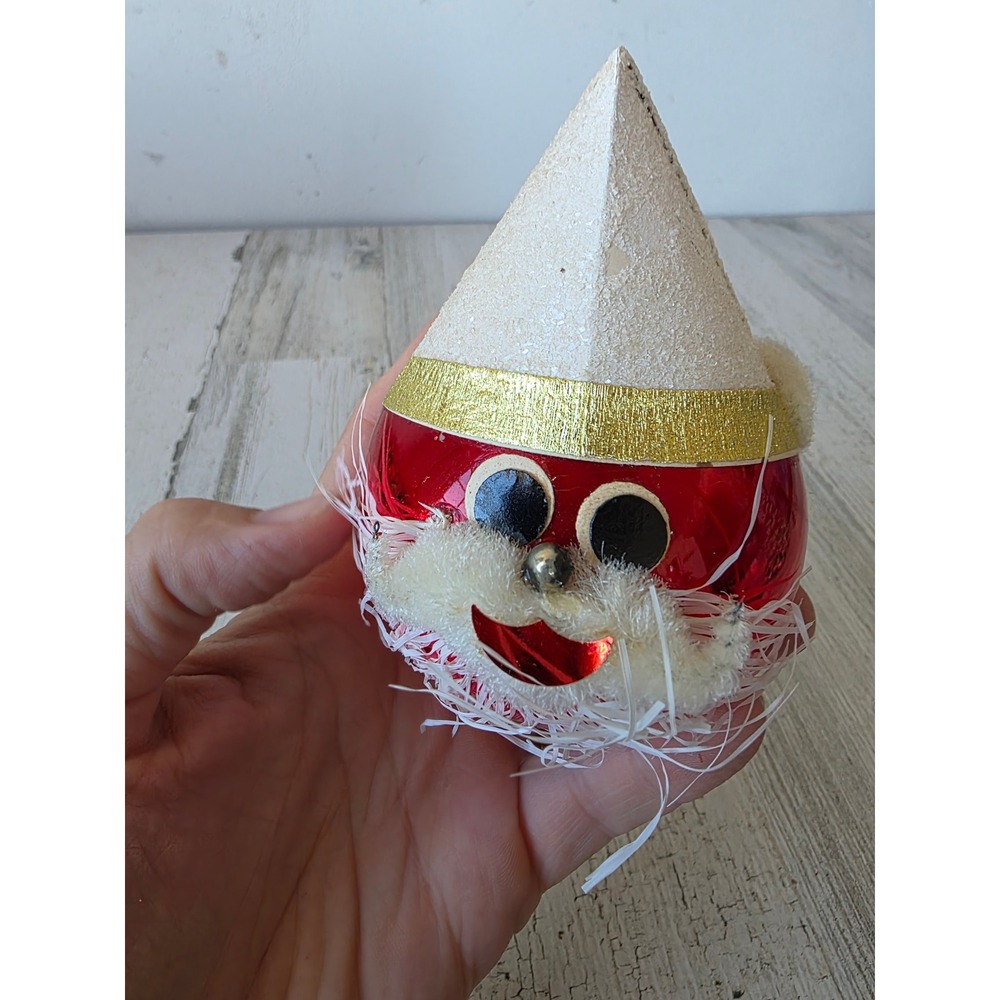Vintage west germany? glass ornament dog paper mache Mica Xmas tree